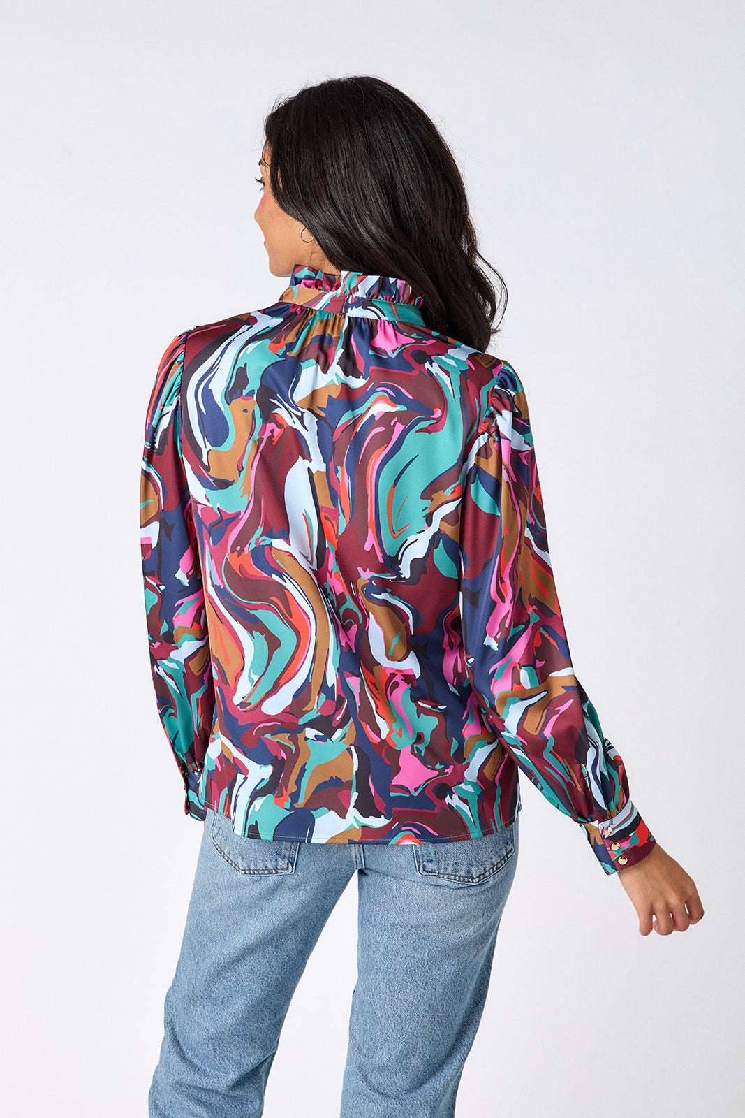 Crosby Lyla Blouse, front view on-model, full-length