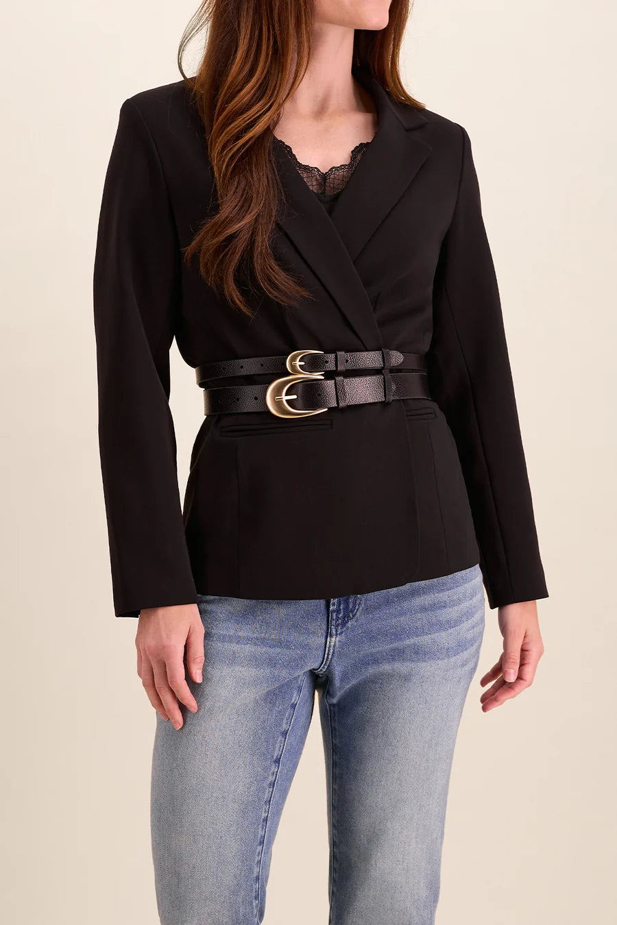 Lori 1 in. &amp; 1.25 in. Double Belt in Black