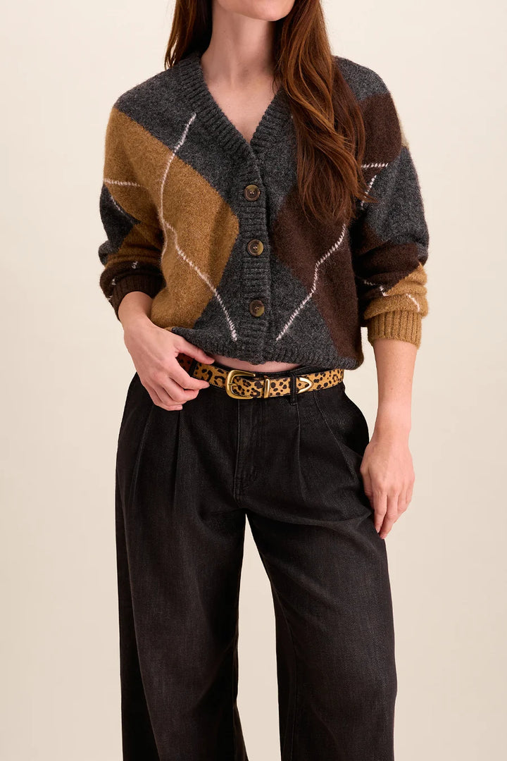 Dakota 3 Piece Hardware Haircalf &amp; Suede Belt W/ Edge Stitch in Cheetah