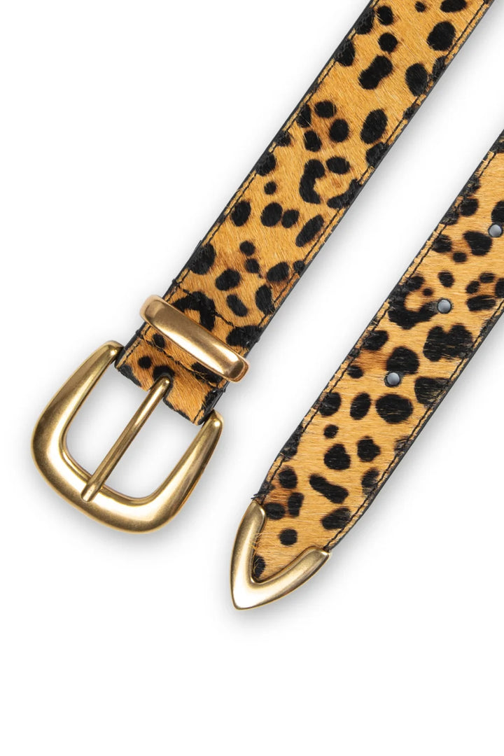Dakota 3 Piece Hardware Haircalf &amp; Suede Belt W/ Edge Stitch in Cheetah