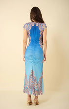 Shirred Midi Dress- Blue