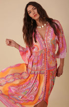 V Neck Midi Dress- Orange