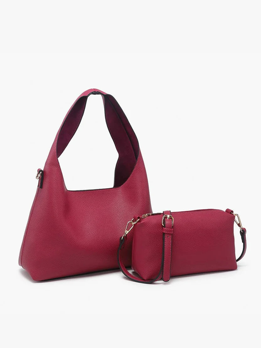 Adrianne Soft Hobo W/ Inner Bag in Dark Burgundy