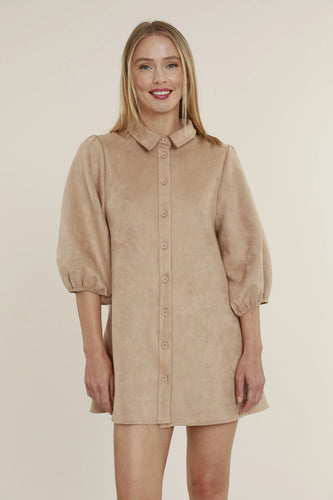 Vegan Suede Dress - Camel