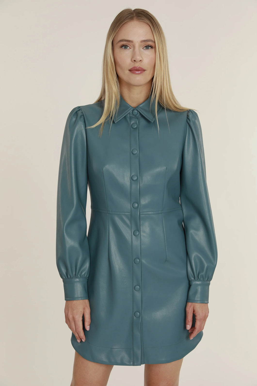 Vegan Leather Dress - Aqua