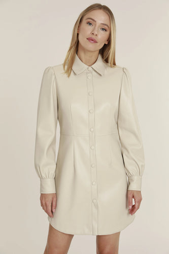 Vegan Leather Dress - Beige