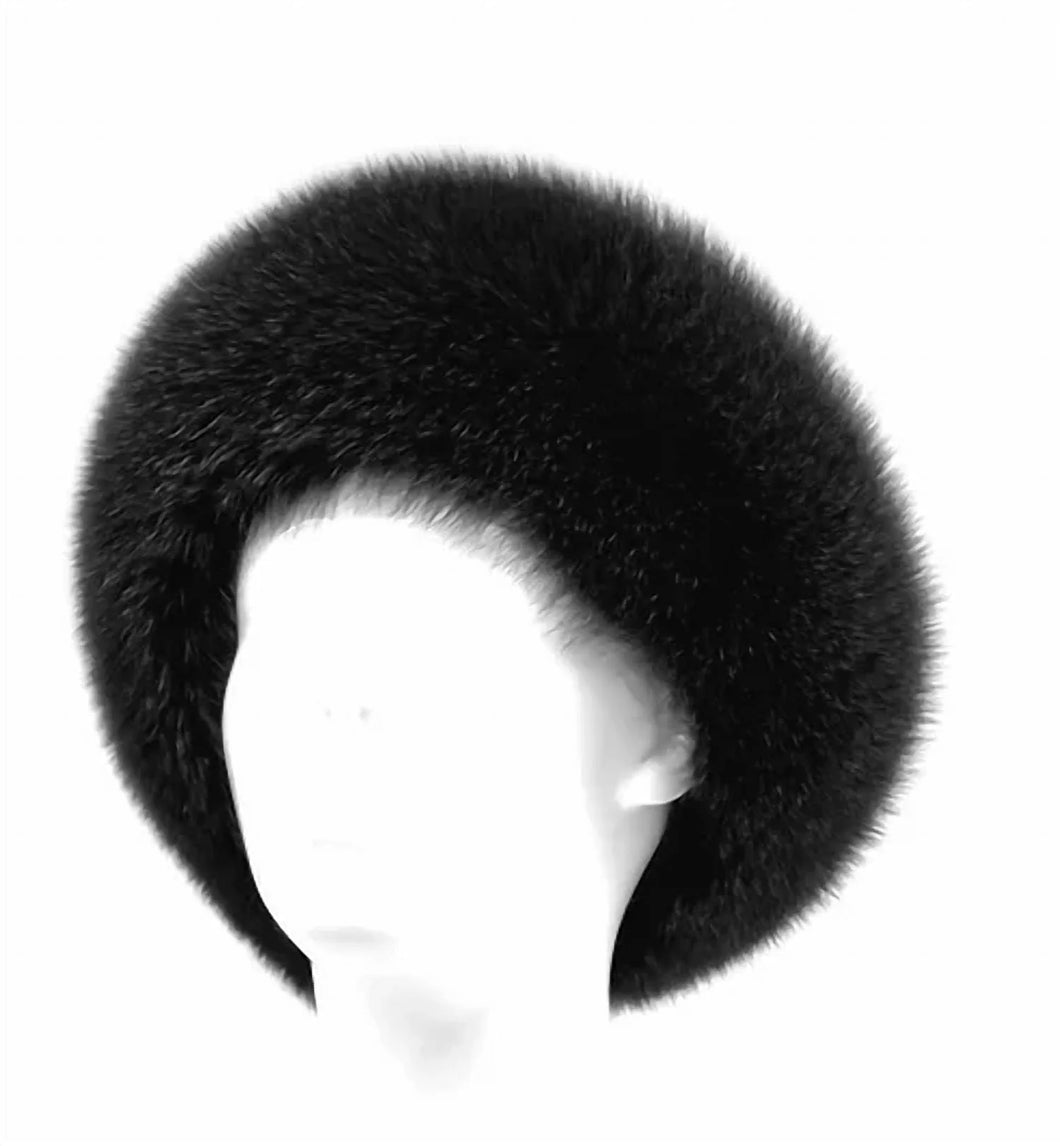 Fox Fur Headband- Black