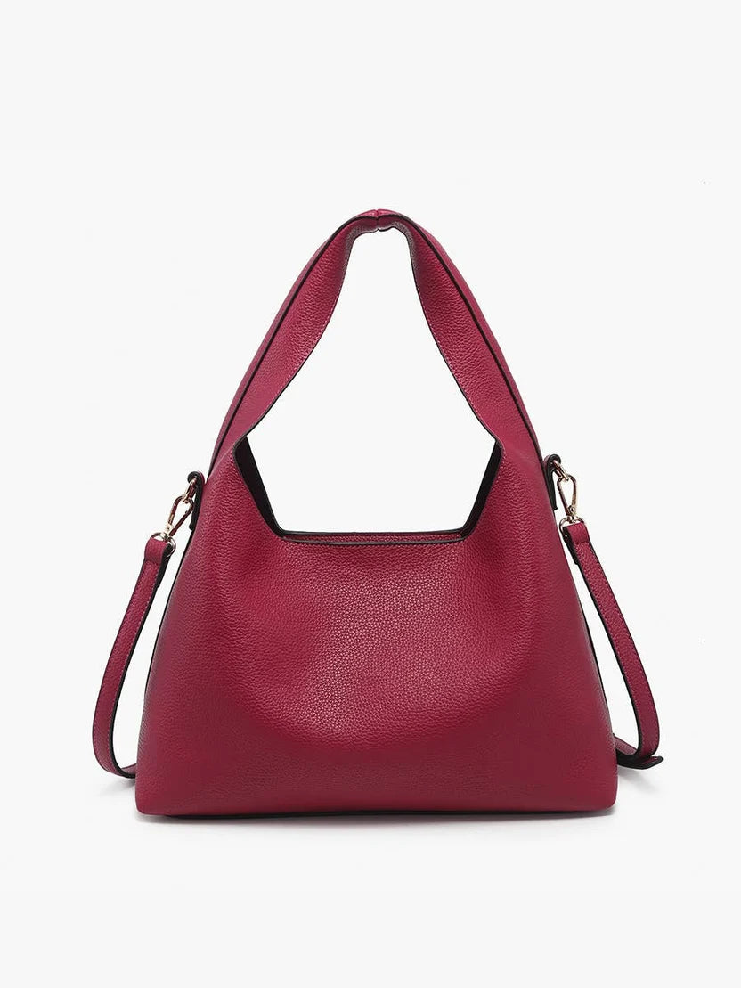Adrianne Soft Hobo W/ Inner Bag in Dark Burgundy