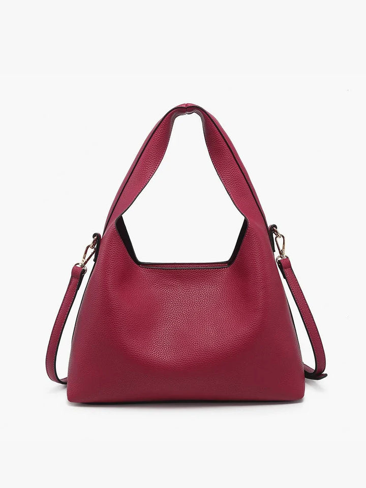 Adrianne Soft Hobo W/ Inner Bag in Dark Burgundy