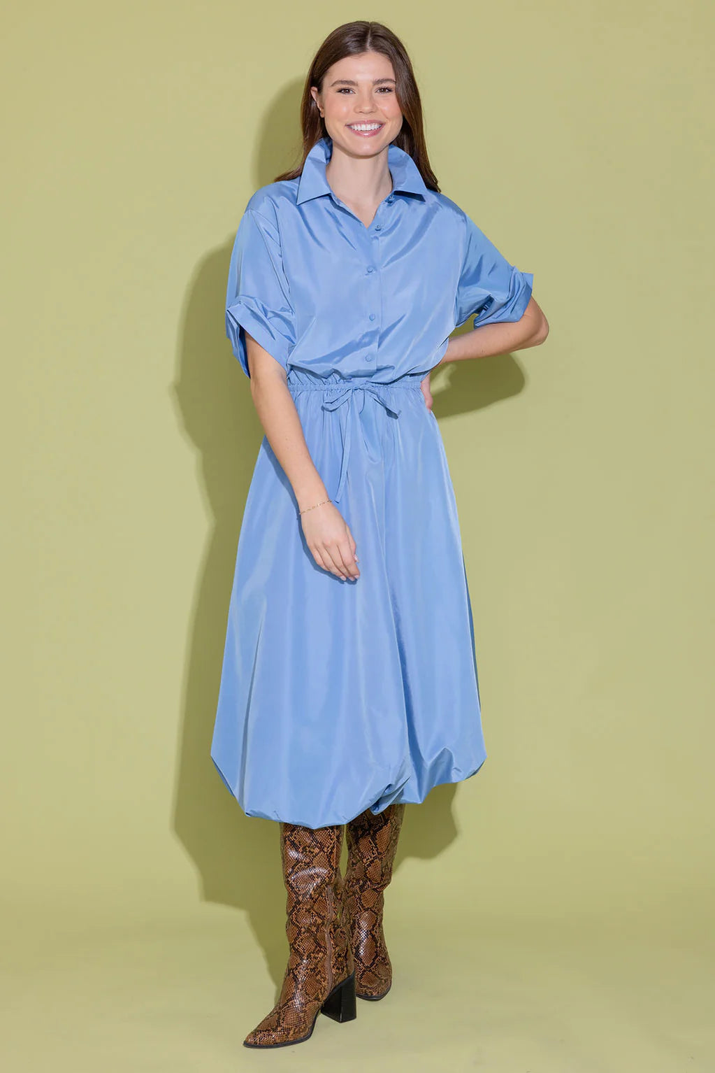 Alden Adair Kyra Dress in French Blue — front on-model, full length