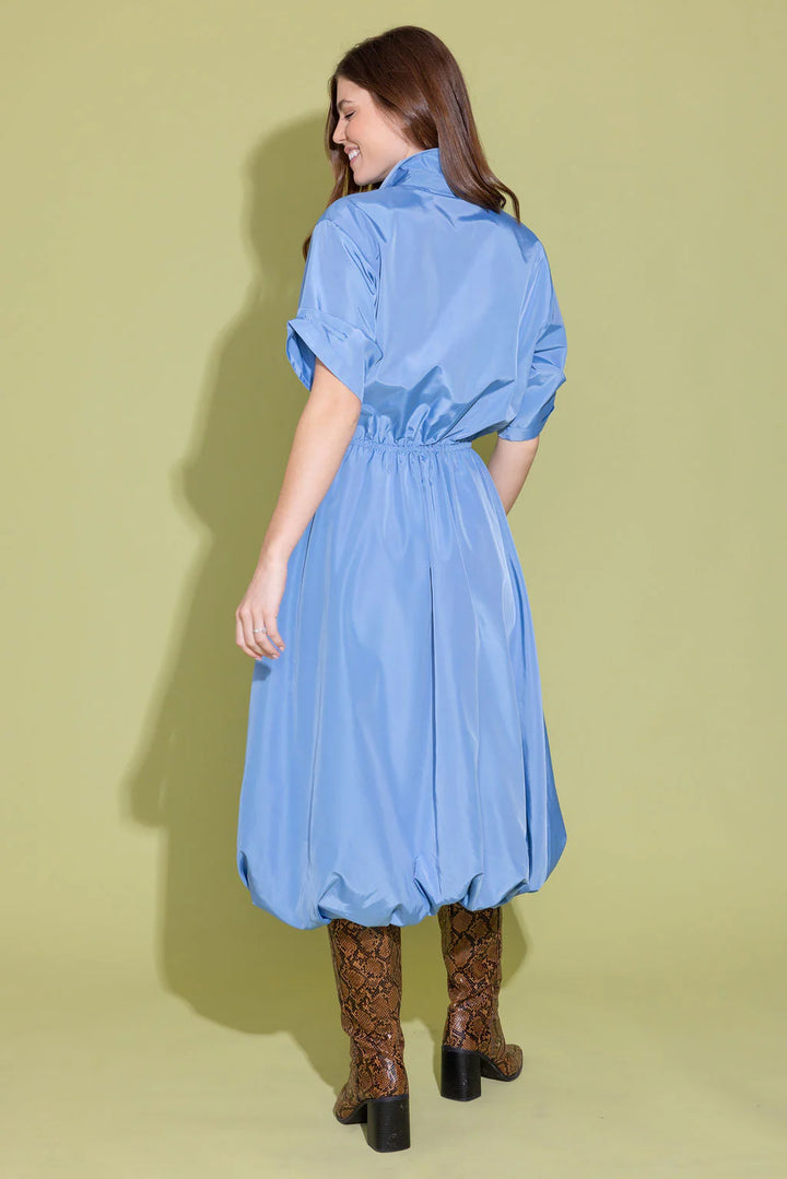 Alden Adair Kyra Dress in French Blue — back on-model, full length