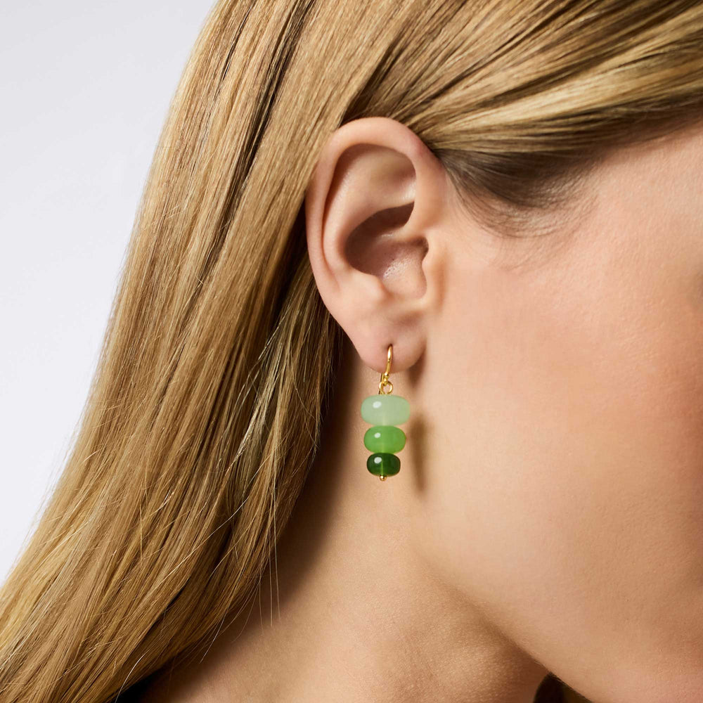 Julie Vos Amalfi Demi Earring in Green Apple Multi worn at the ear, demi drop silhouette in green acetate and gold
