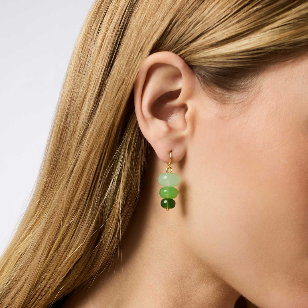 Julie Vos Amalfi Demi Earring in Green Apple Multi worn at the ear, demi drop silhouette in green acetate and gold