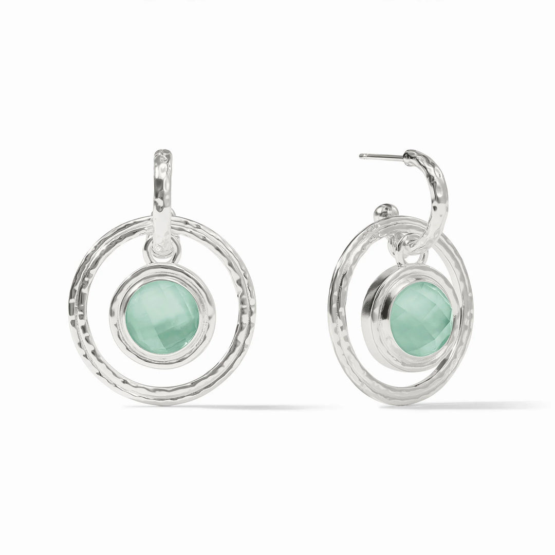Julie Vos Astor 6-in-1 Charm Earring in Iridescent Aquamarine Blue, pure silver plate, post back, 1.4 inches