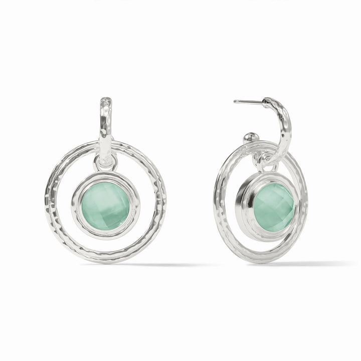 Julie Vos Astor 6-in-1 Charm Earring in Iridescent Aquamarine Blue, pure silver plate, post back, 1.4 inches