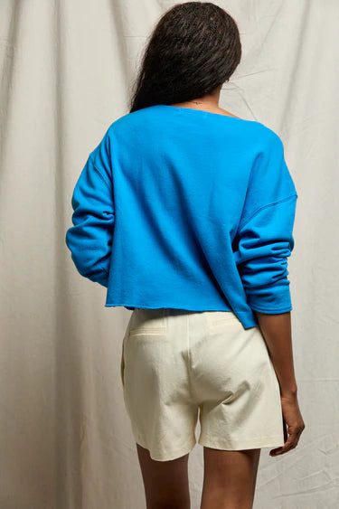 Briana French Terry Long Sleeve Tee - Cobalt