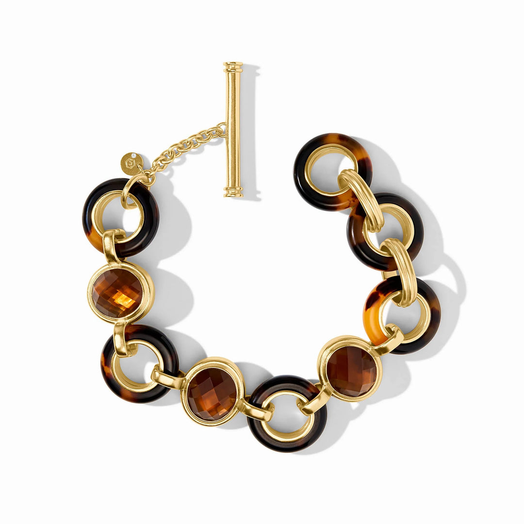 Julie Vos Carnaby Stone Bracelet, Tortoiseshell, adjustable at 6.3, 7, and 8.5 inch inner circumference visible