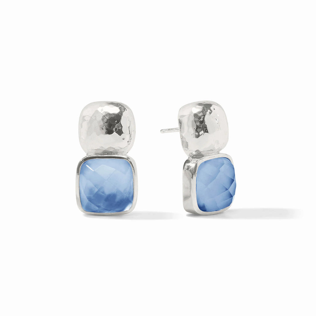 Silver Earrings with Blue Stone