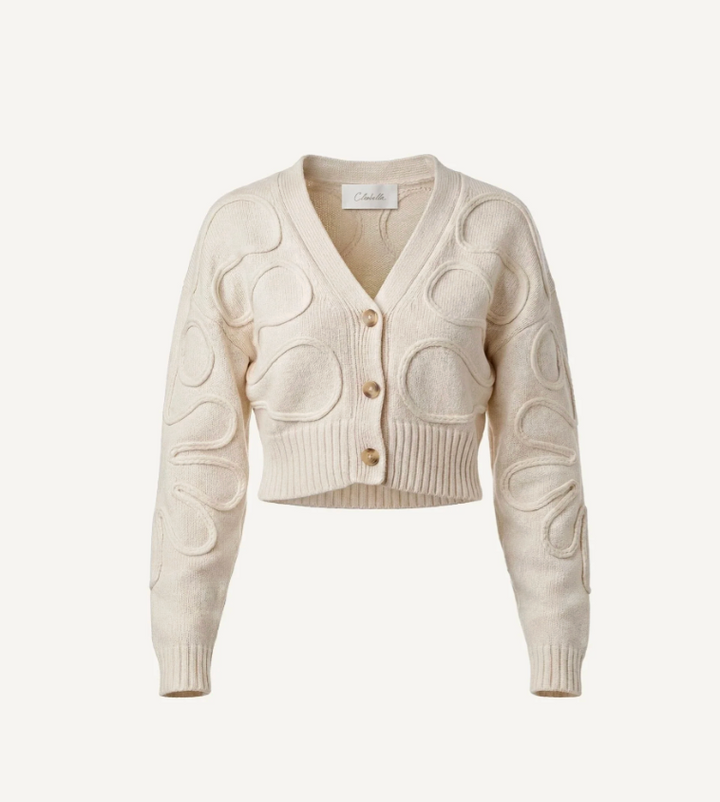 Cleobella The Cher Sweater in Ivory — flat lay, front view