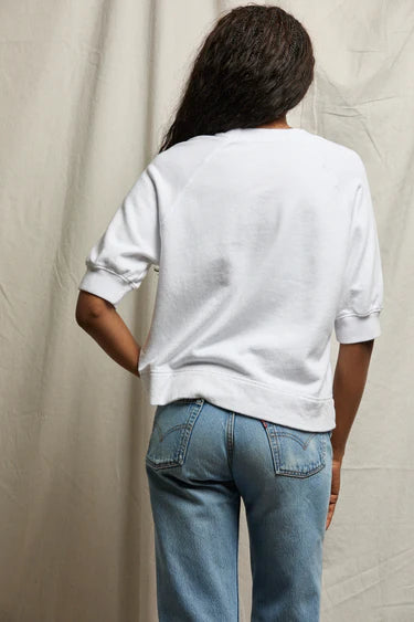 Effie French Terry Bubble Sleeve Sweatshirt - White