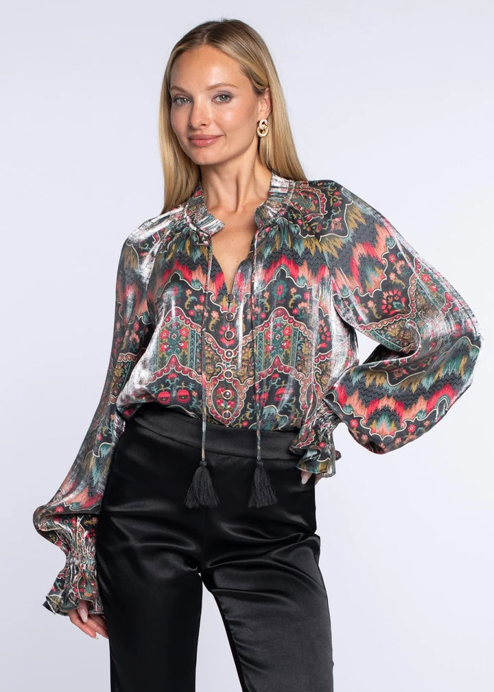 Long Sleeve Kit Top in Bargello