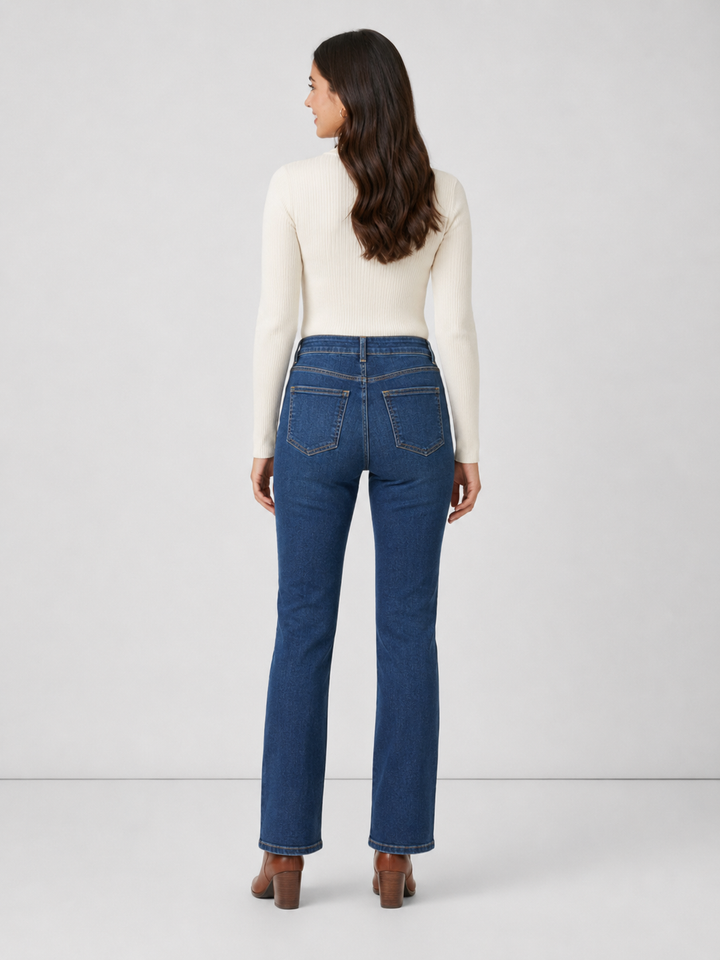 Elliott Lauren Baby Boot Jeans, back view, showing five-pocket detailing and bootcut hem at the ankle.