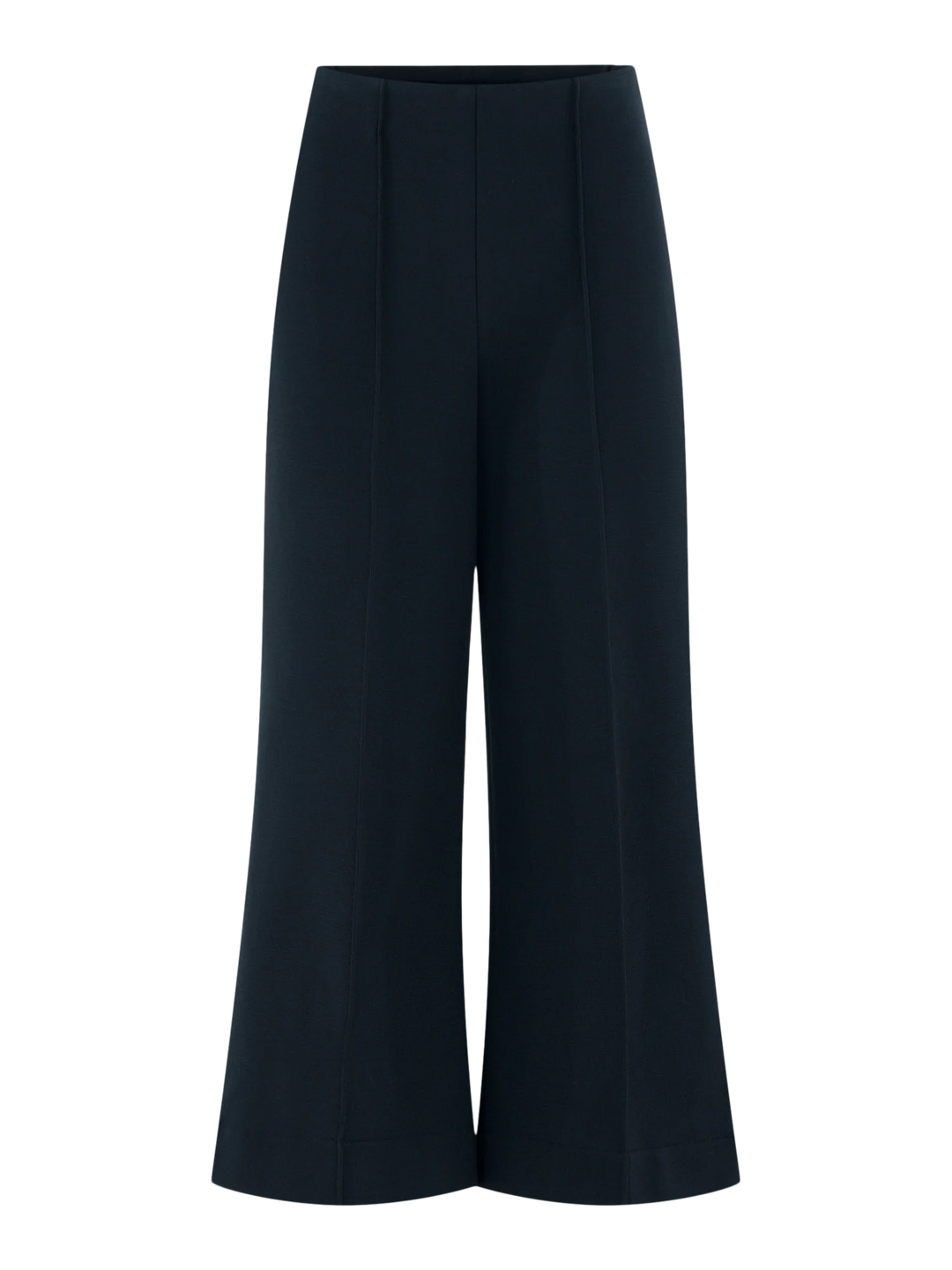Emily McCarthy Cropped Piper Pant in Black — flat lay, front view