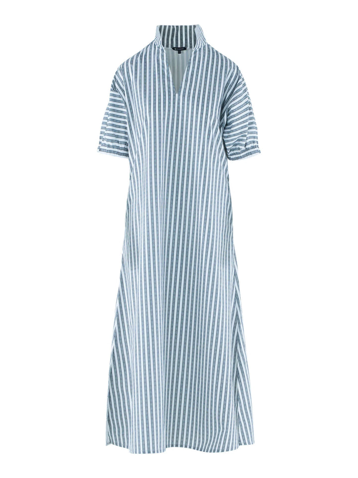 Emily McCarthy Poppy Maxi Dress in Black Stripe — flat lay, front view