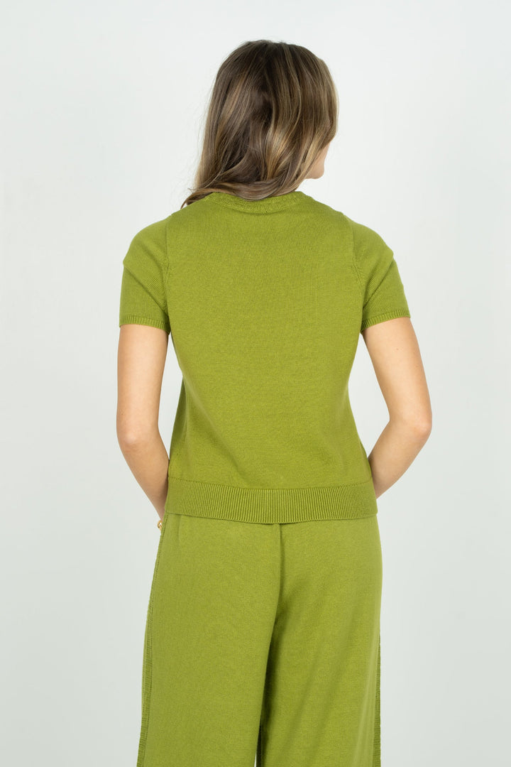 Emily McCarthy Joy Tee in Cardamom — back view showing raglan seams and ribbed hem