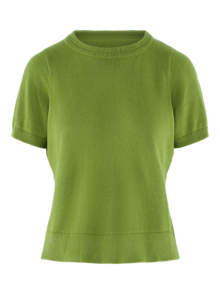 Emily McCarthy Joy Tee in Cardamom — ghost/flat front view showing full silhouette and neckline