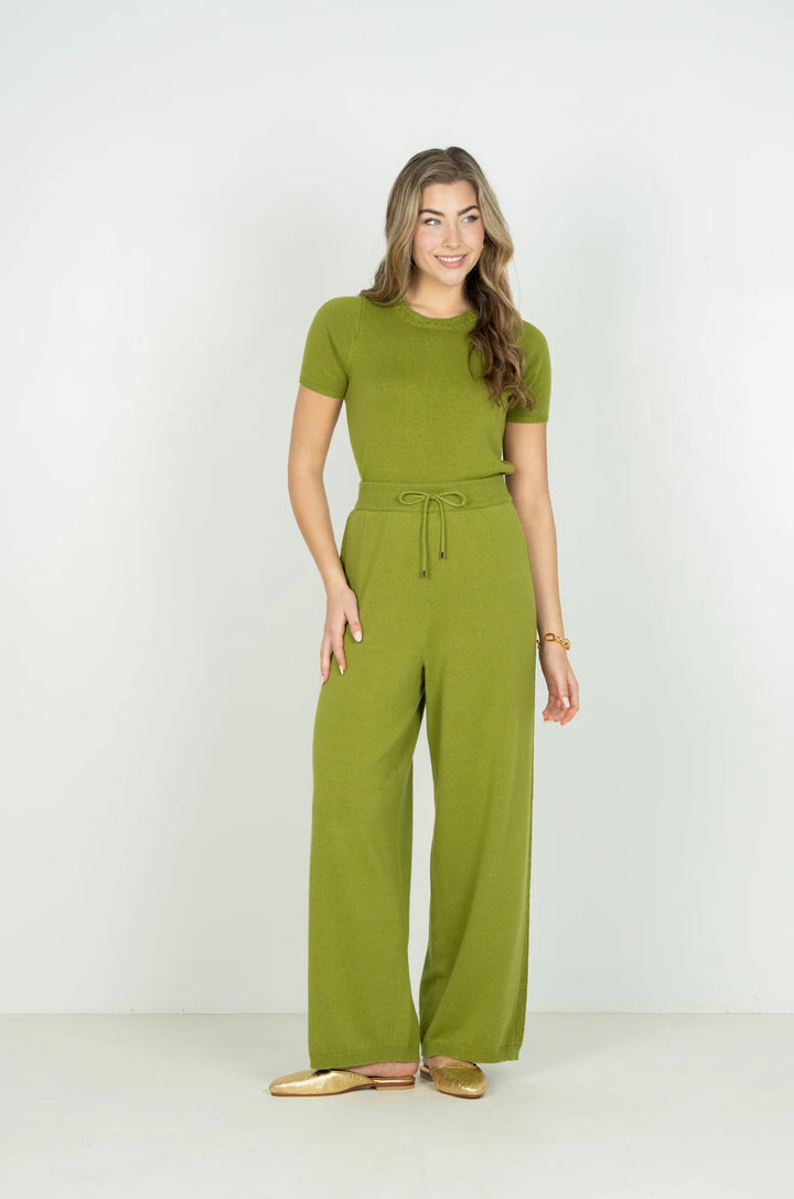 Emily McCarthy Lounge Pant in Cardamom — front view styled with matching Joy Tee, full length