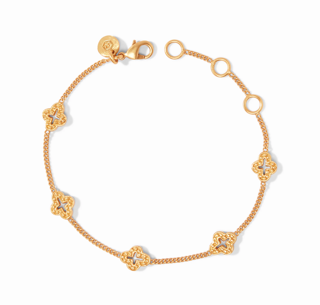 Julie Vos Florentine Delicate Bracelet, flat lay product view showing clasp and extender chain detail