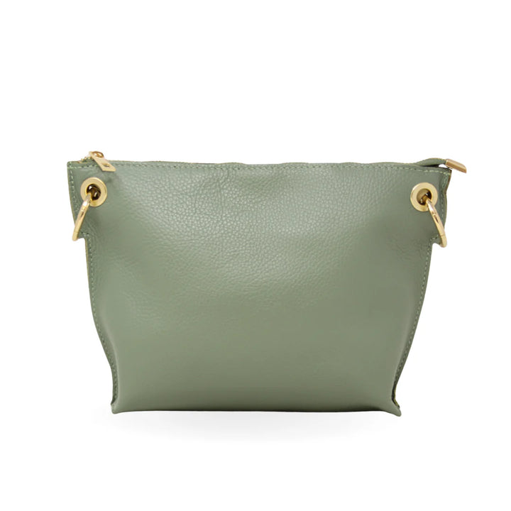 German Fuentes GF2274 Leather Crossbody Bag in genuine Italian leather with zip closure and detachable strap - Mint