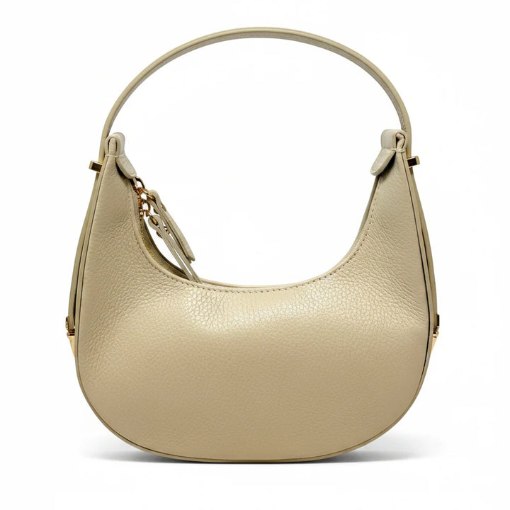 Italian Leather Half Moon Crossbody Bag Ivory