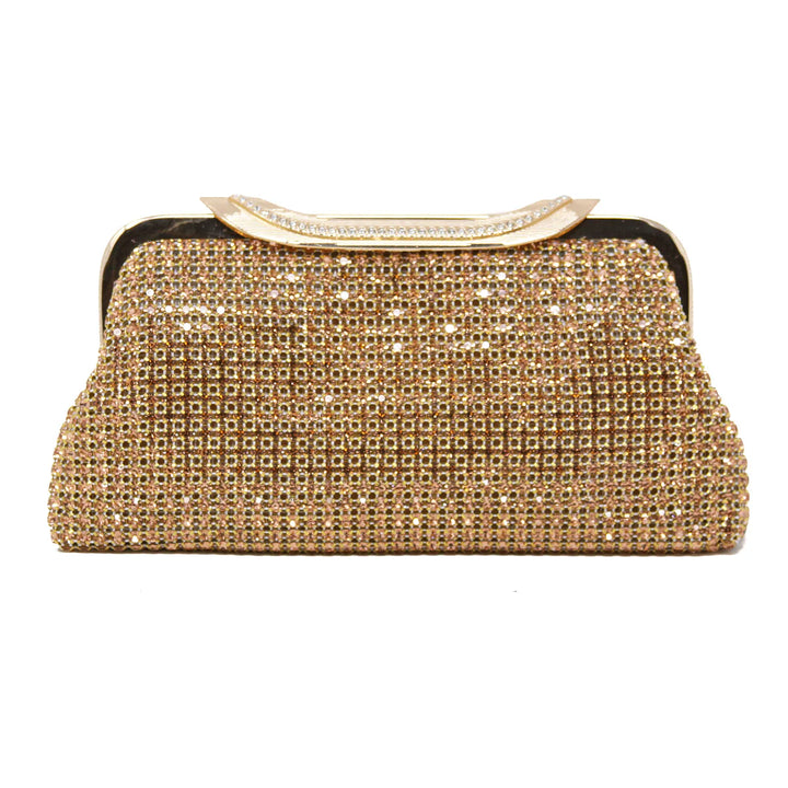 Crystal Evening Clutch with embellished top handle and hook closure Rose Gold