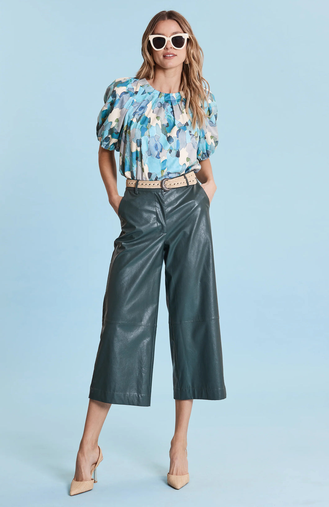 Rebecca Vegan Leather Crop Pants - Brunswich