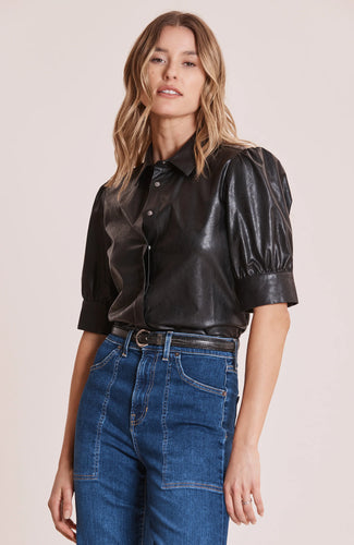 Alice Vegan Leather Shirt - Black