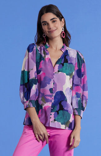 Krista Silk Watercolor Top - Multi