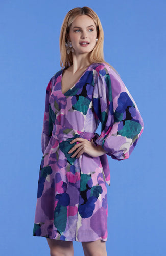 Val Silk Watercolor Dress - Multi