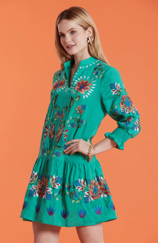 Linen Tunic Dress- Parakeet