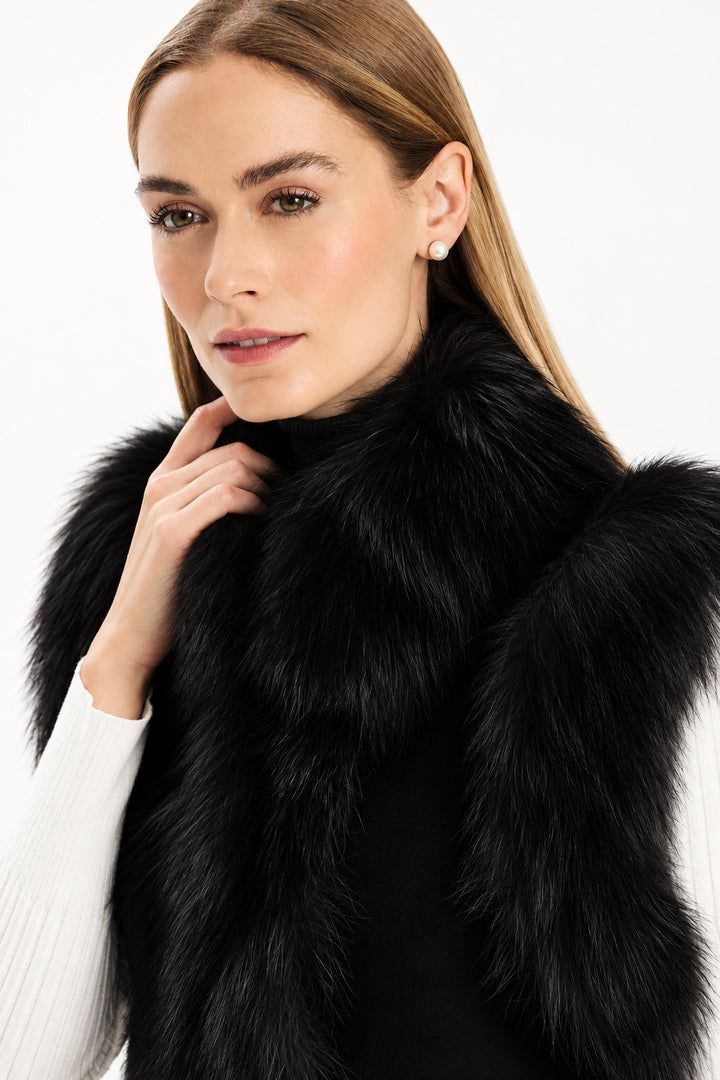 Foxy Fur/Suede Vest in Black