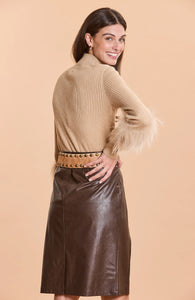 Skyler Vegan Leather Skirt - Coffee