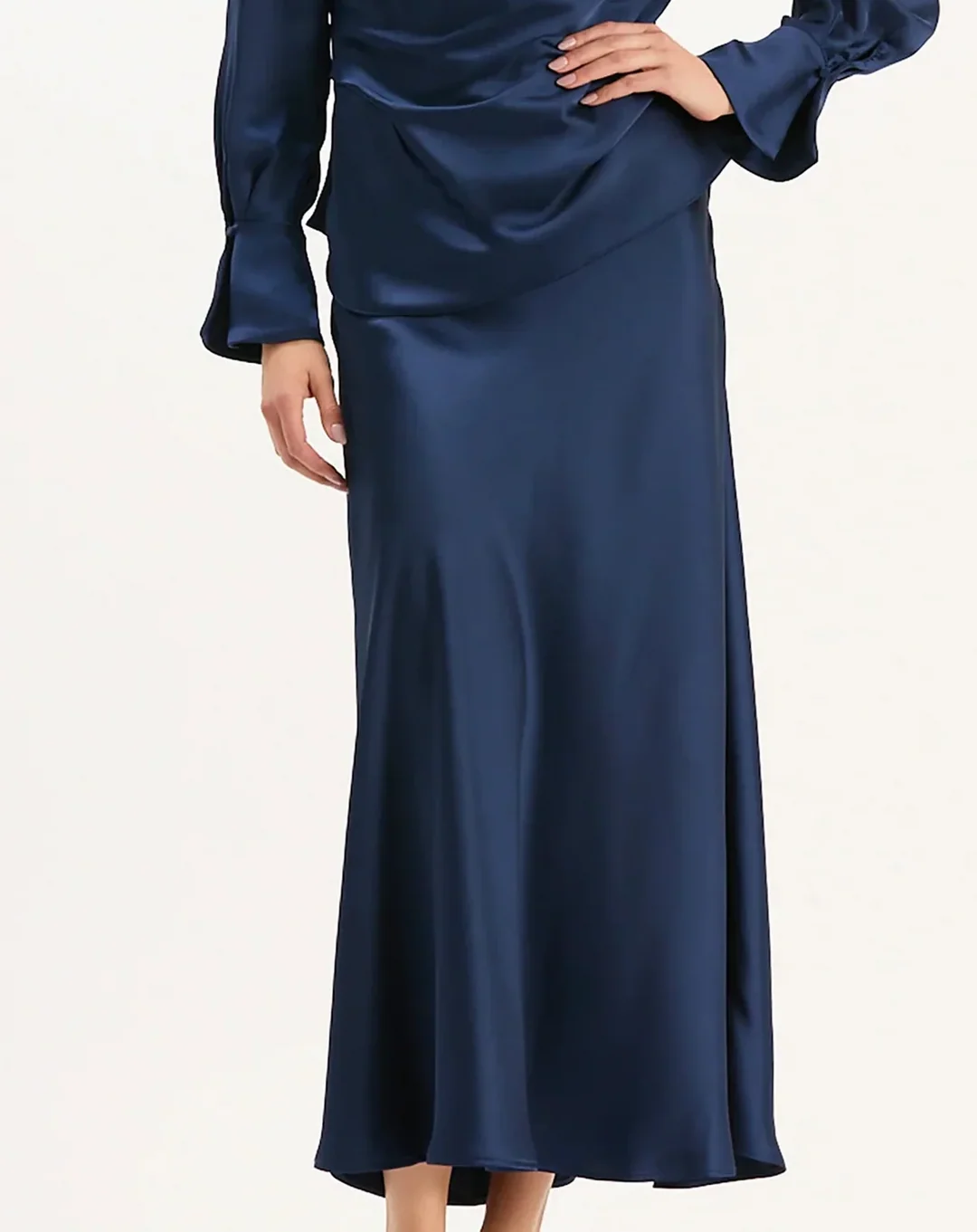 Edie Charmeuse Skirt in Midnight Navy