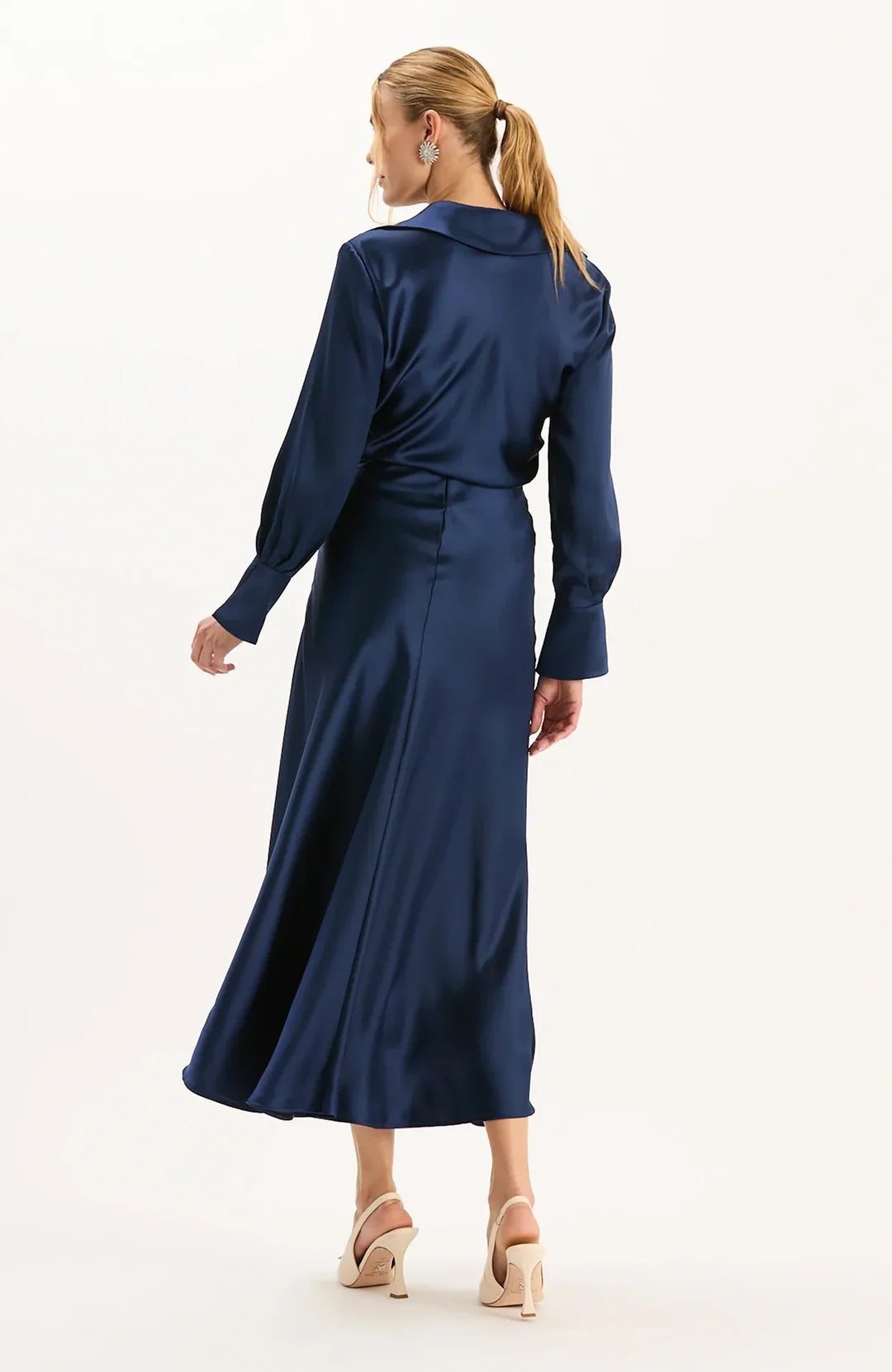 Edie Charmeuse Skirt in Midnight Navy