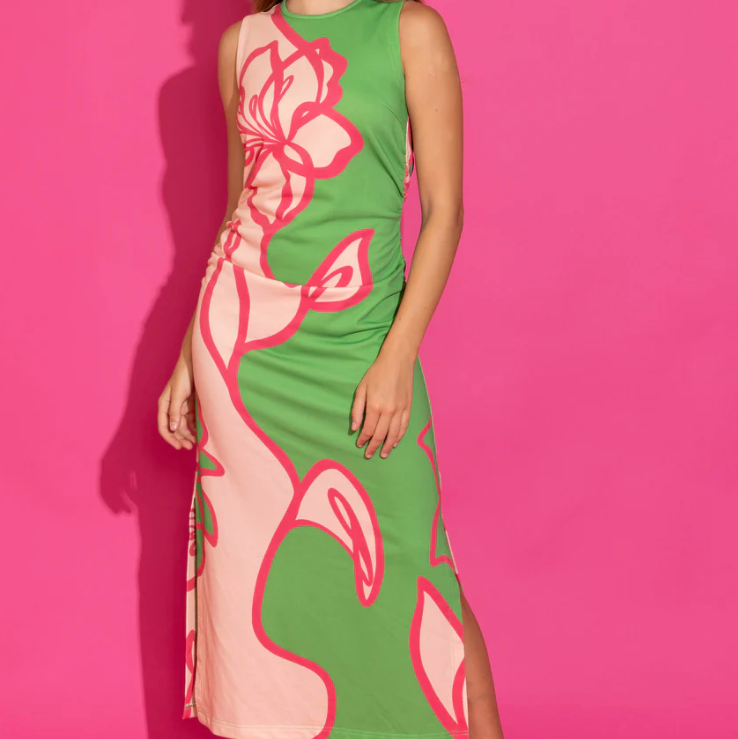 Model in Floral Dress