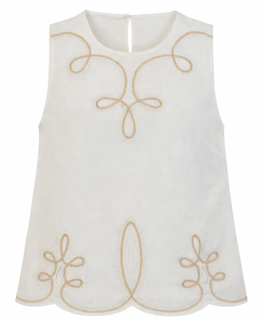Embroidered White Tank