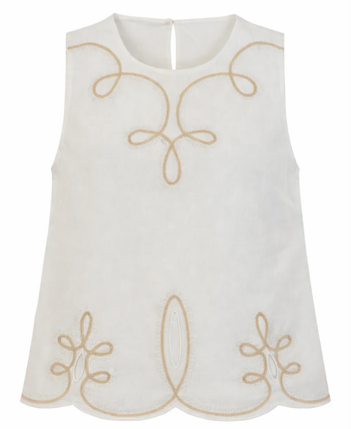 Embroidered White Tank