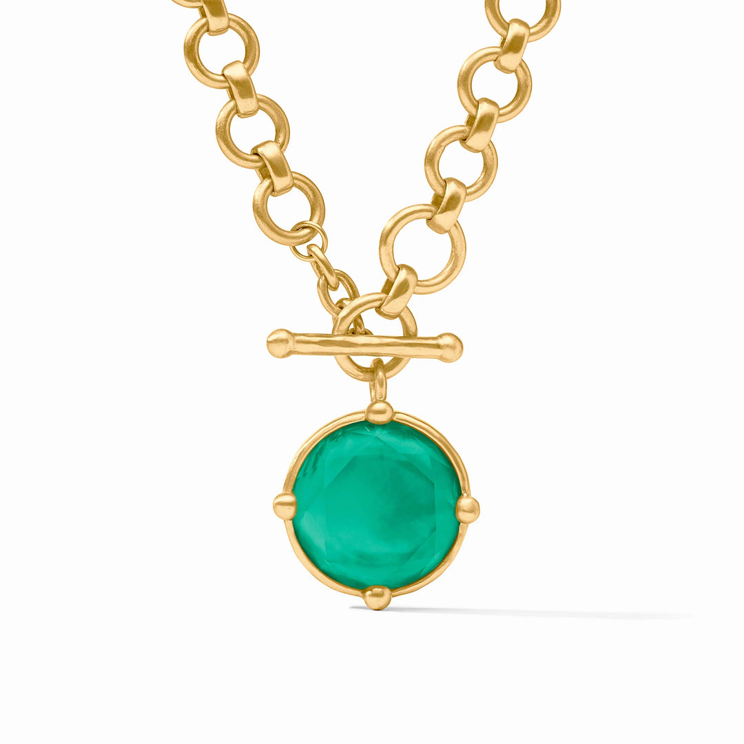 Julie Vos Honeybee Demi Necklace, 24K gold plate and imported glass, reversible pendant, 1.09 inch pendant detail
