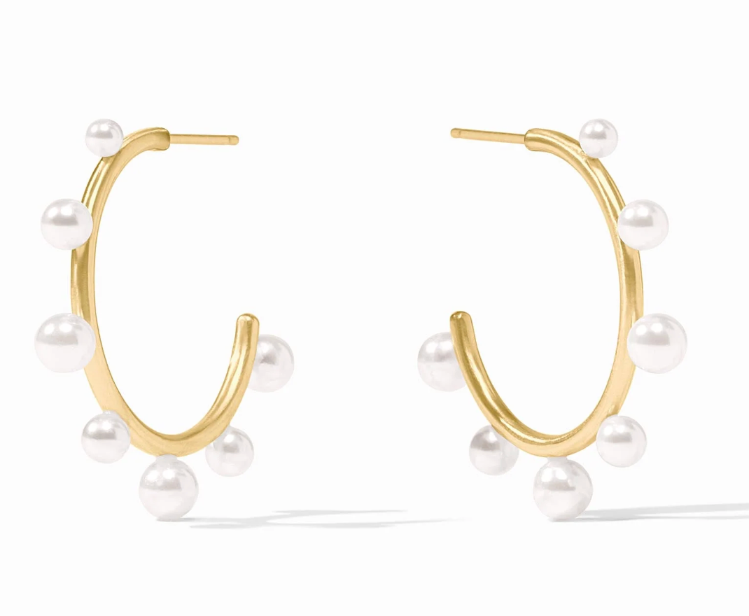 Julie Vos Hydra Pearl Hoop Earring, front-facing product pair view showing full pearl cluster detail
