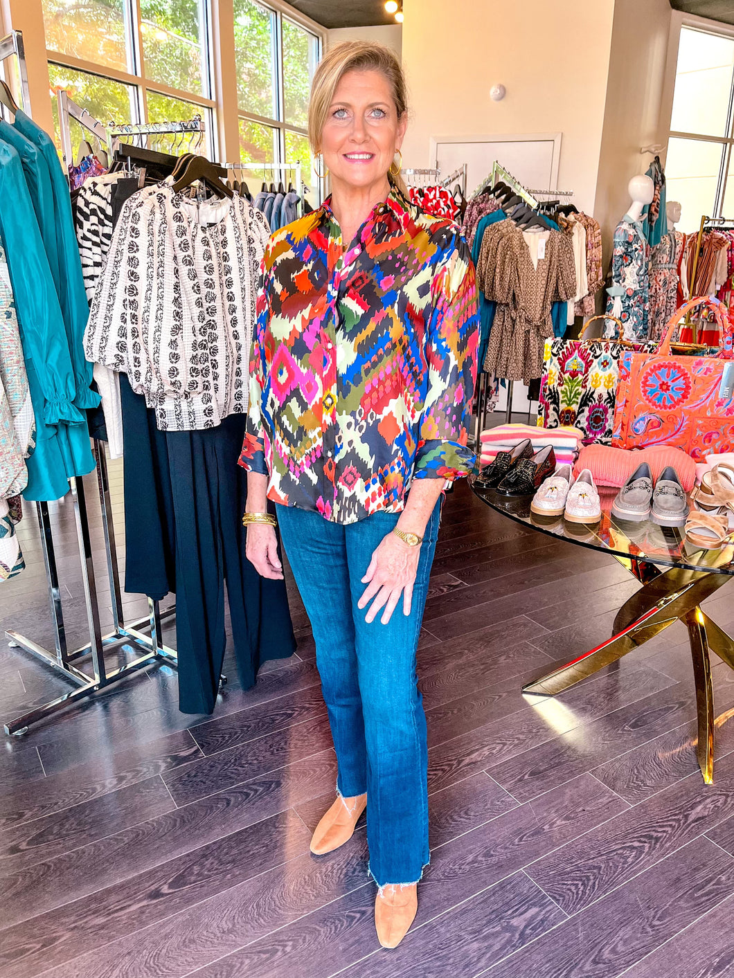 Donia Silk IKAT Shirt - Multi